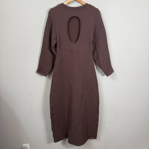 Free People Gabby Seamless Midi Dress Women's M/L Chocolate Brown Textured NWT - Picture 10 of 16